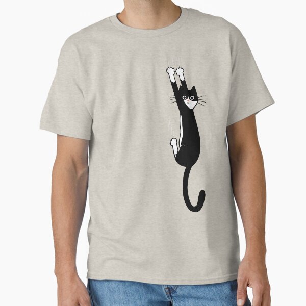 Item preview, Black and White Cat Hanging On | Funny Tuxedo Cat designed and sold by Jenn Inashvili.