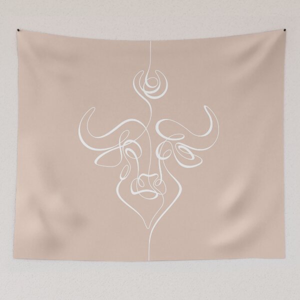 Item preview, Minimalistic Continuous Line Bull Portrait (nude colors) designed and sold by lissantee.