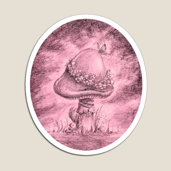 Fairy Mushroom (Pink Sticker) Magnet