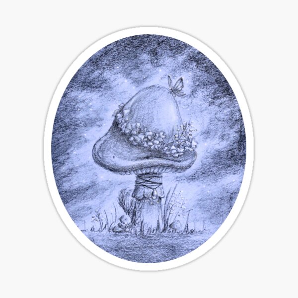 Fairy Mushroom (Indigo Round) Sticker
