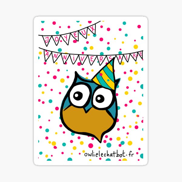 Item preview, Owlie the chatbot (happy birthday) designed and sold by MentaLee.