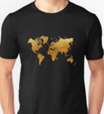 Black and Gold World Map Unisex T-Shirt