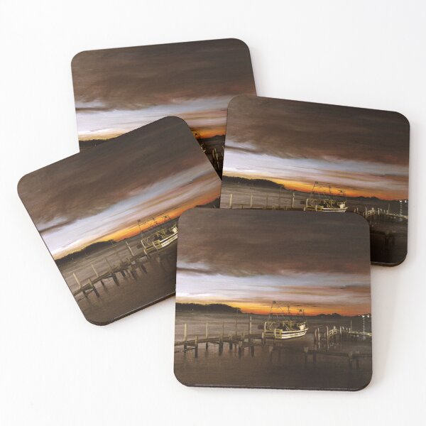 Item preview, Batemans Bay - Behind the boatshed - waterscape - skyscape - brown  (ED01) designed and sold by Elisabeth Dubois.