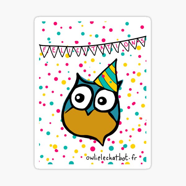 Item preview, Owlie the chatbot (congratulations) designed and sold by MentaLee.
