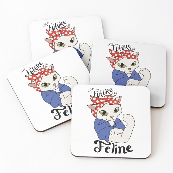 Item preview, The future is feline white  designed and sold by ShinyDesignss.