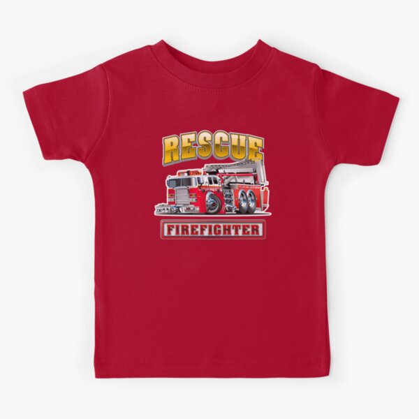 Cartoon Fire Truck Kids T-Shirt