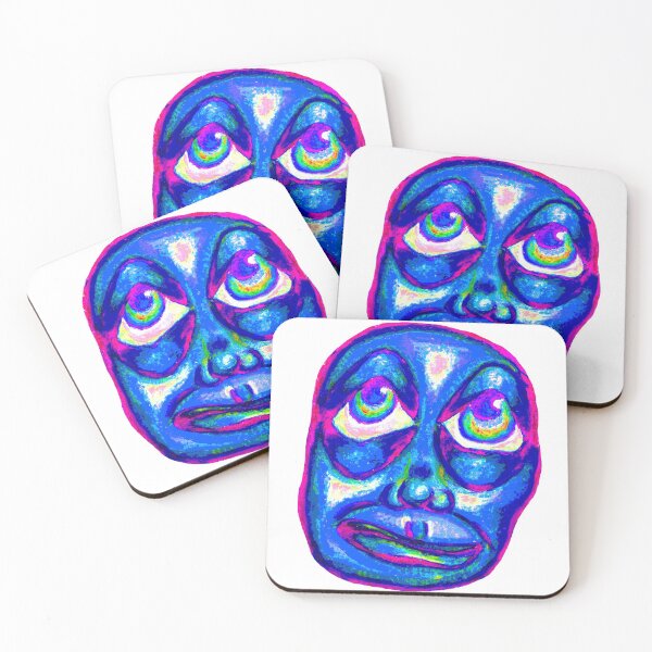 Item preview, colorful abstract psychedelic face in oil pastel  "again" designed and sold by Grace Behler.