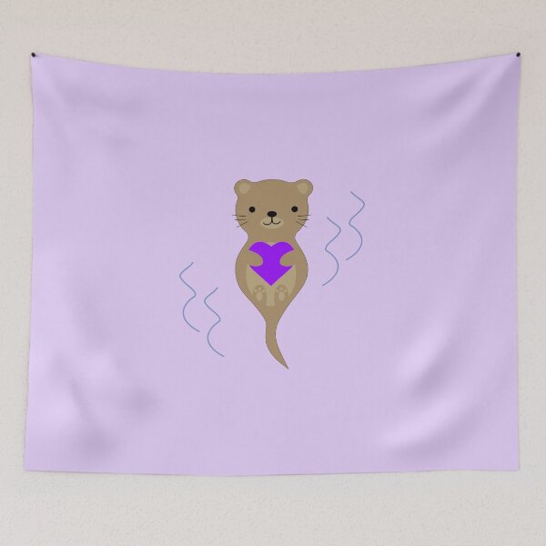 Item preview, Adorable Otter Hugging a Purple Heart designed and sold by Hedgie Designs.