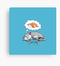 Kitteh dreams of sushi Canvas Print