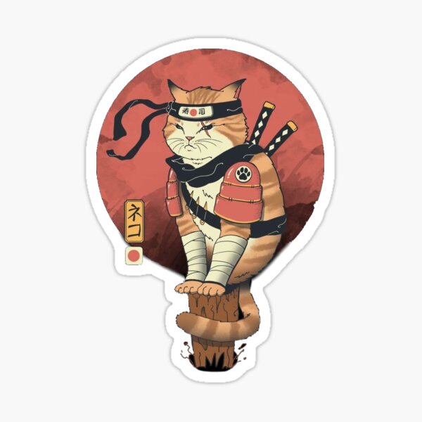 The ninja cat- Japanese retro Sticker