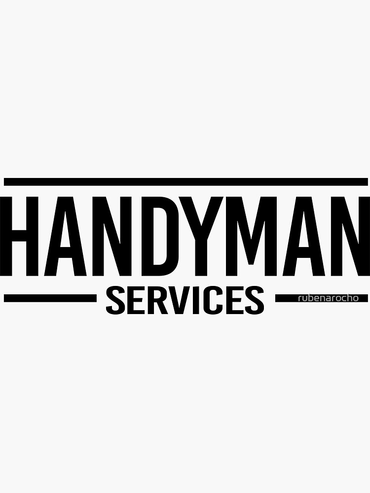 "Handyman Service black letters and green background" Sticker for Sale
