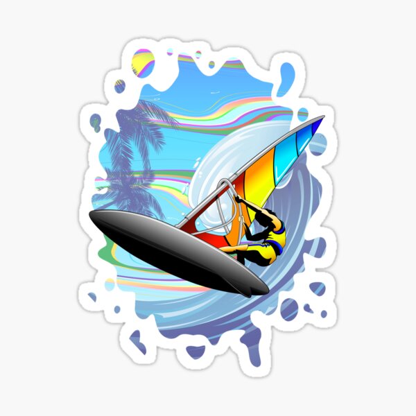 Windsurfer on Ocean Waves Sticker