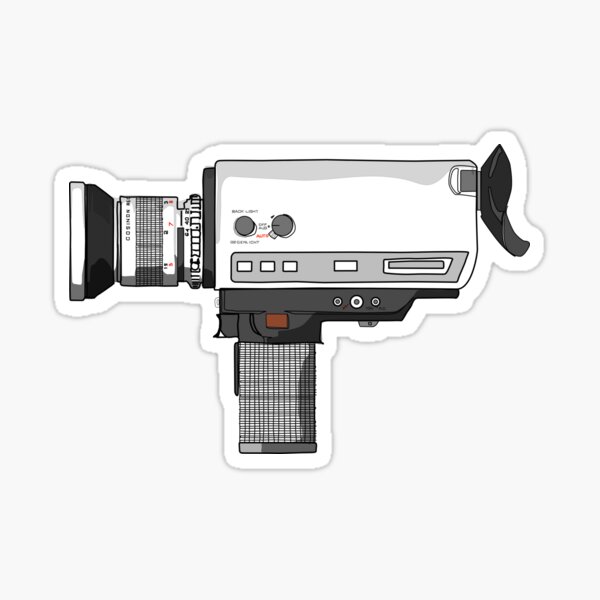 "Super 8 camera illustration, 8mm, motion picture" Sticker for Sale by JBlueStudio Redbubble
