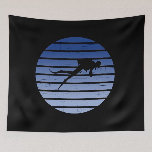 Item preview, Scuba Diver Blue Vintage Retro Sunset designed and sold by liftdesign.