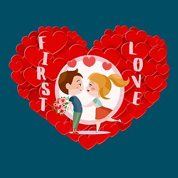 Artwork thumbnail, First Love (on Turquoise) by PawsitiveMum