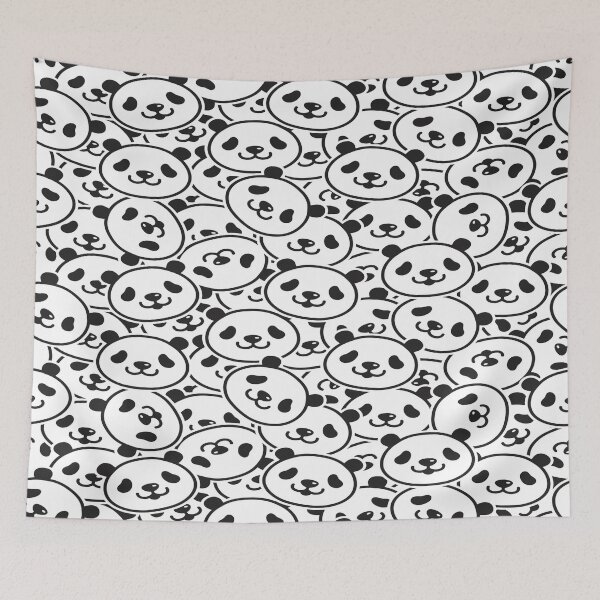 Item preview, Panda Heads Seamless Black And White Pattern designed and sold by 108dragons.