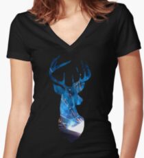 Deer Sparks Women's Fitted V-Neck T-Shirt