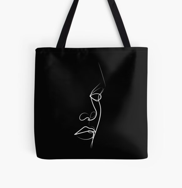 Abstract Face Couple Line Art Tote Bag by infinitenoon