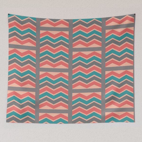 Item preview, Salmon, Teal ,and Gray Modern Chevron on Light Salmon designed and sold by zaphco.