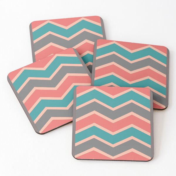 Item preview, Salmon, Teal ,and Gray Modern Chevron on Light Salmon designed and sold by zaphco.