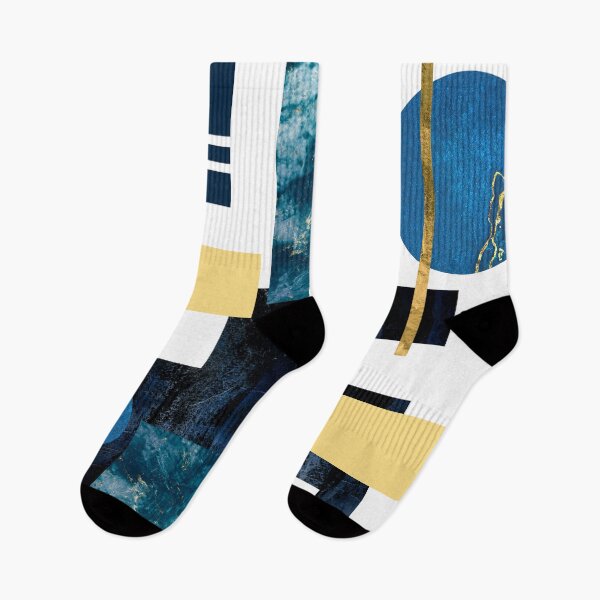 Item preview, Abstract Blue and Gold Geometric Shapes designed and sold by KA DESIGNS.