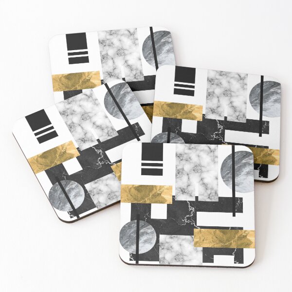 Item preview, Abstract Black and Gold Geometric Shapes designed and sold by KA DESIGNS.