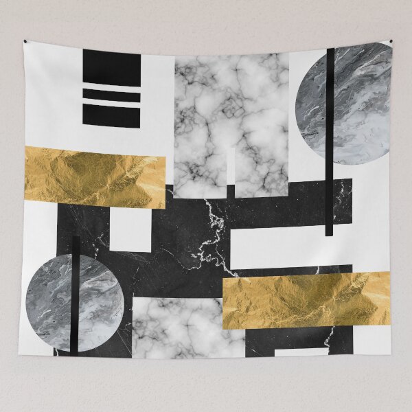 Item preview, Abstract Black and Gold Geometric Shapes designed and sold by KA DESIGNS.