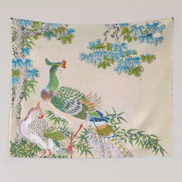 Item preview, Vintage Japanese Illustration pair of birds in a tree designed and sold by Rantan1618.