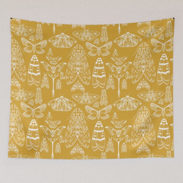 Item preview, Golden Yellow Moth and Butterfly Pattern designed and sold by Justdoodlins.