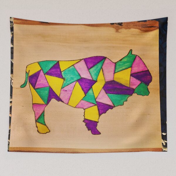 Item preview, geometric bison art designed and sold by countrypines.