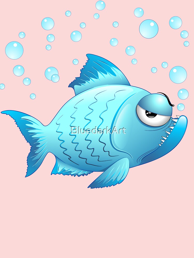 Grumpy Fish Cartoon Luggage Tag