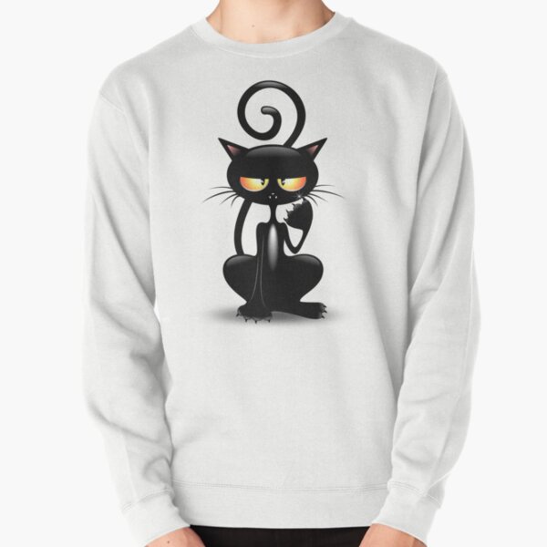 Cat Cattish Angry Black Cat funny Character Pullover Sweatshirt