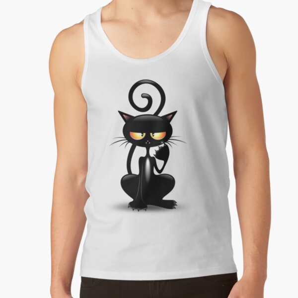 Cat Cattish Angry Black Cat funny Character Tank Top