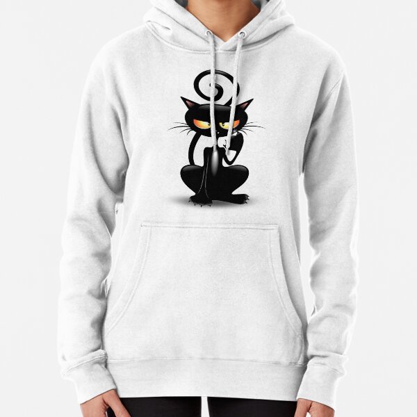 Cat Cattish Angry Black Cat funny Character Pullover Hoodie