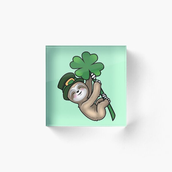 Lucky clover Sloth St Patricks Day Acrylic Block