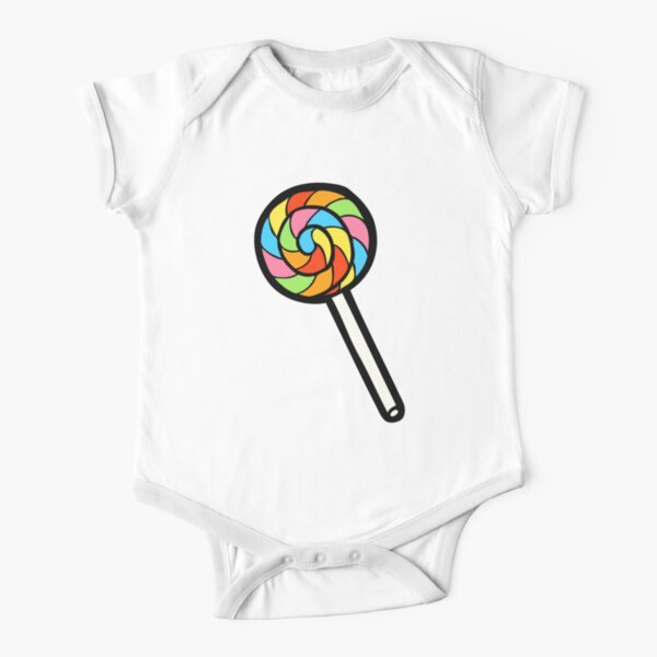 Rainbow Lollipop Pattern Short Sleeve Baby One-Piece