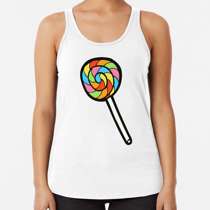 Rainbow Lollipop Pattern Racerback Tank Top