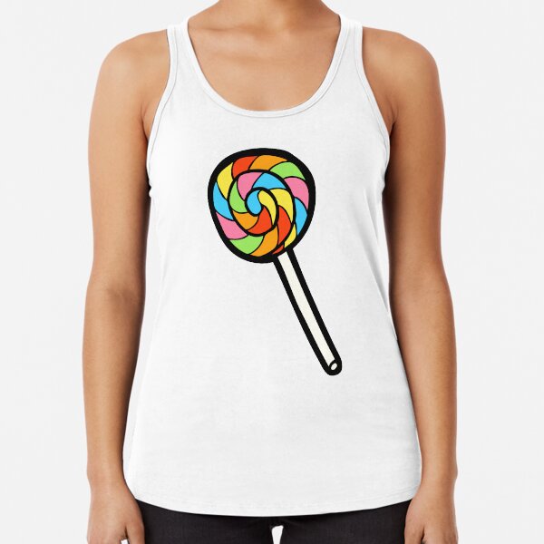 Rainbow Lollipop Pattern Racerback Tank Top