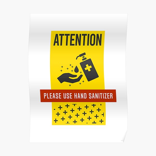 Covid-19 Hand Sanitize Disinfect Safety Poster Sign Signage Warning Caution Covid Covid19 Covid2020 Coronavirus Poster