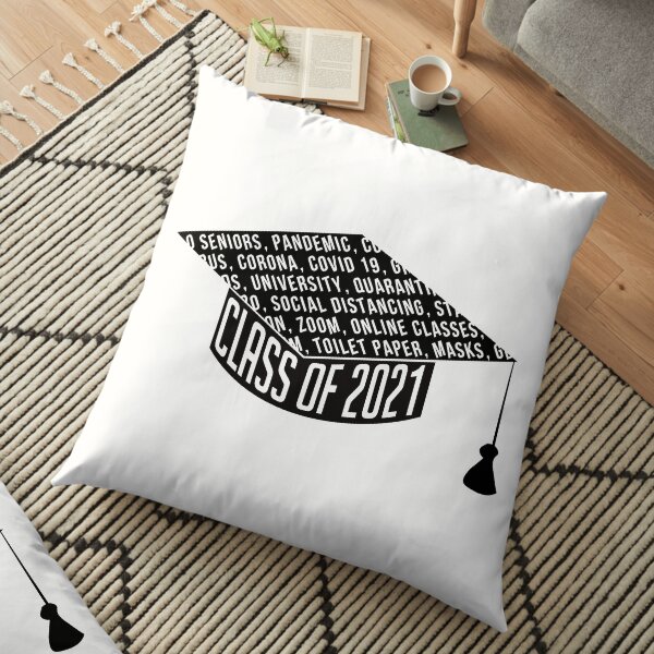 Class of 2021 Graduation Cap Typography Floor Pillow