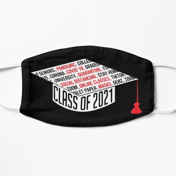 Class of 2021 Graduation Cap Typography Black Flat Mask