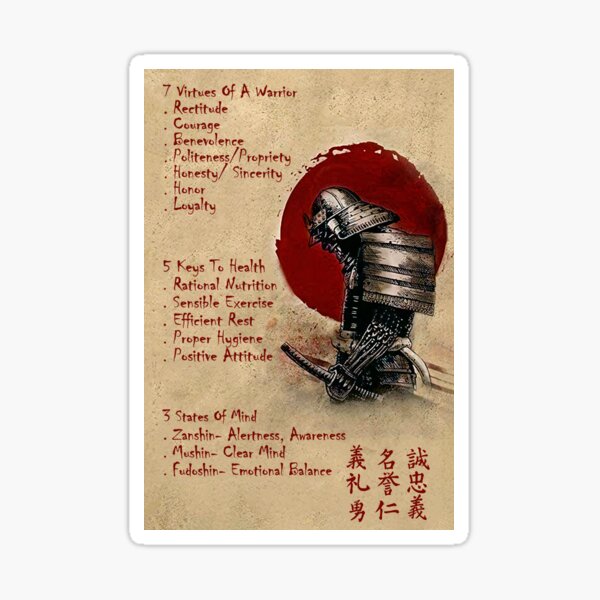 "7 Virtues Of A Warrior Samurai" Sticker For Sale By Pertoc37 | Redbubble