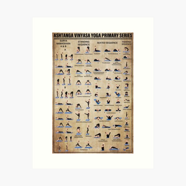 Ashtanga Primary Series Yoga and Pilates Workout Chart Poster Canvas Prints  Yoga Gym Room Wall Art Decor Girls Fitness Painting