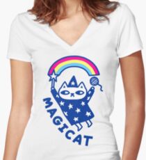 MAGICAT Women's Fitted V-Neck T-Shirt