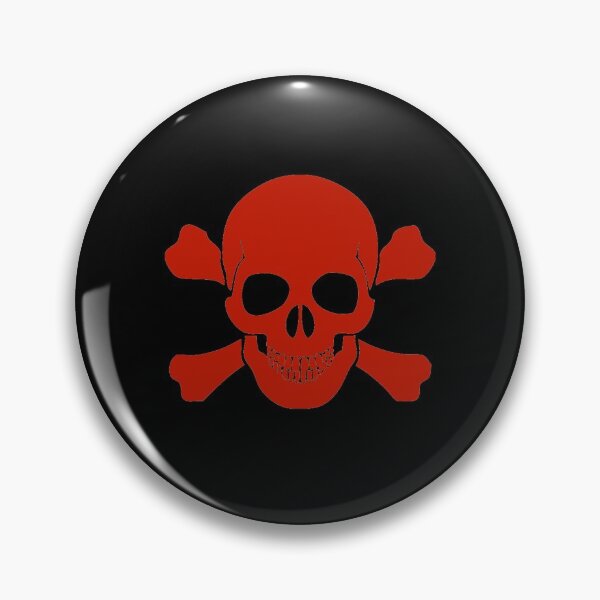 Red skull and cross bones Pin