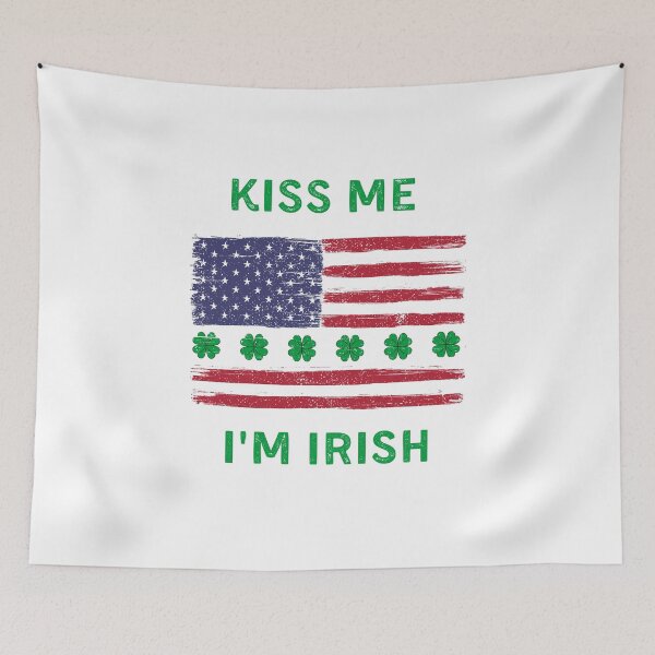 Item preview, Distressed Kiss me I'm Irish - St. Patrick's Day American Flag designed and sold by LolasTees.