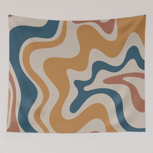 Item preview, Liquid Swirl Abstract Pattern in Ochre Blue Clay Taupe designed and sold by kierkegaard.