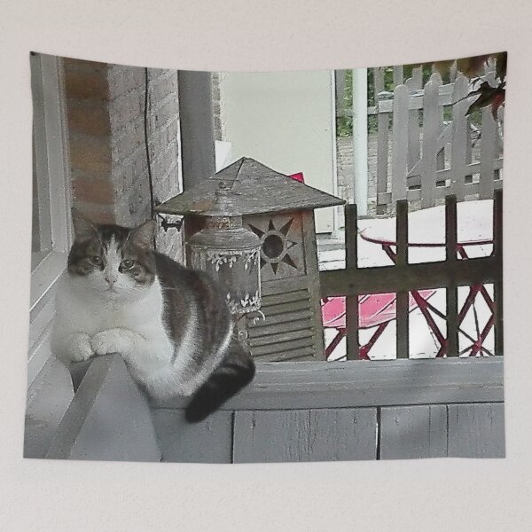 Item preview, Cat Enjoys Peace in a Garden designed and sold by hajarsdeco.