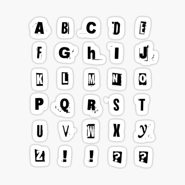 black cutout letters alphabet pack sticker for sale by soccatamam redbubble