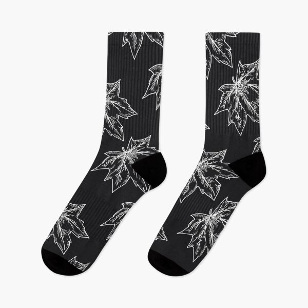 Item preview, White maple leaves on black background designed and sold by fowons.